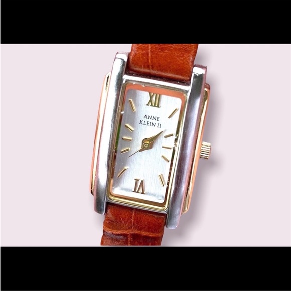 Retro Watch Women’s Tank Wristwatch Leather Strap Band Anne Klein - Picture 1 of 10